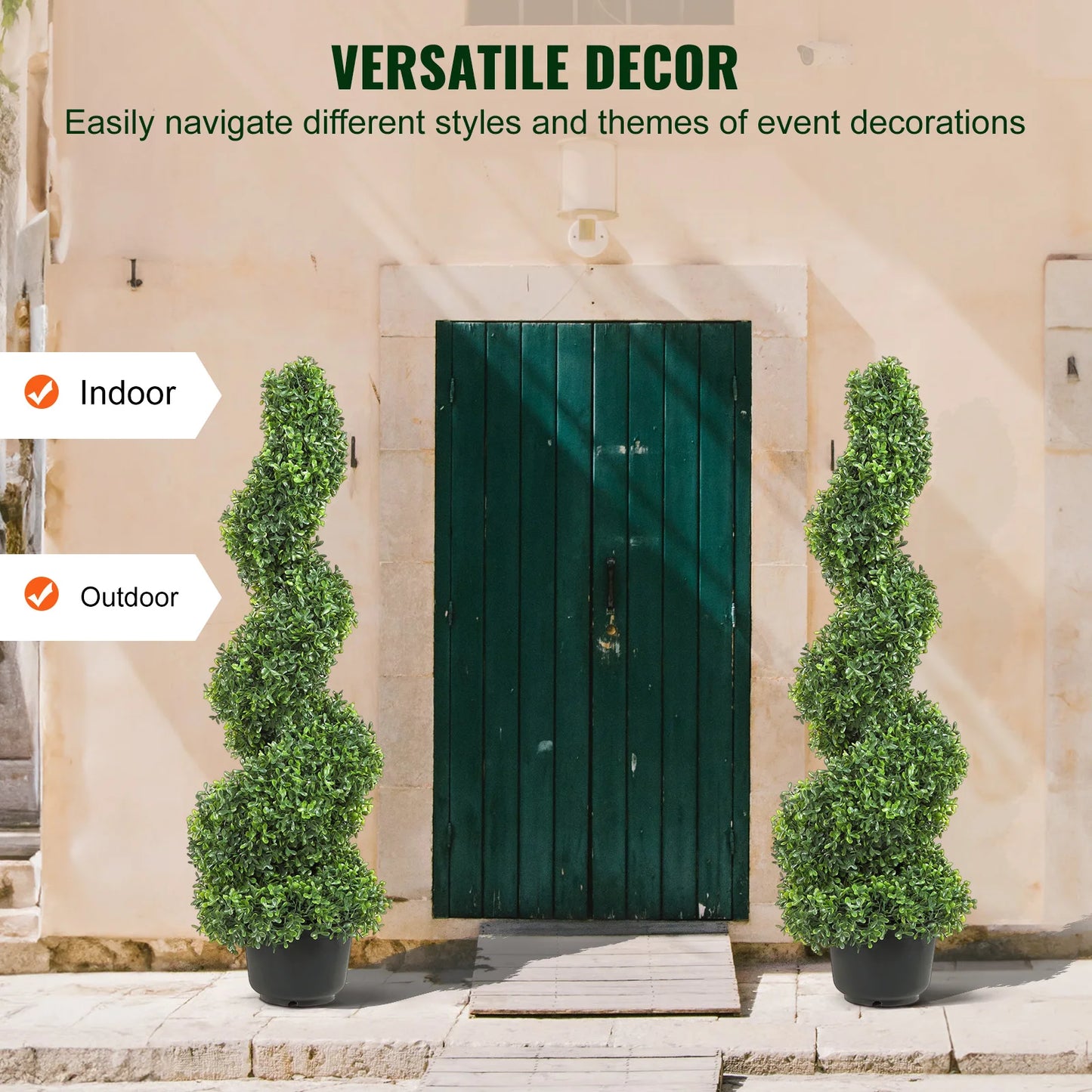 SucceBuy Boxwood Tower Topiary Spiral Artificial Plant For Outdoor Decor