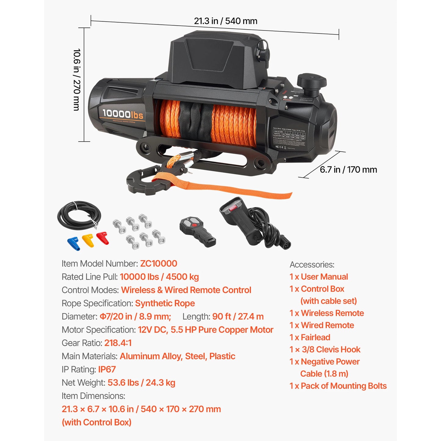 SucceBuy Electric Winch 10000 12000 13500 Lbs 12V DC