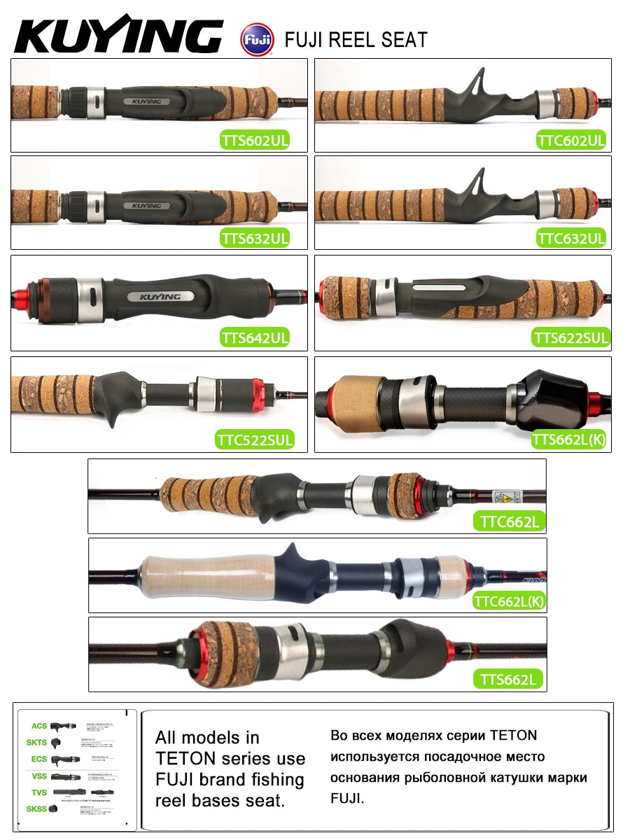 Kuying Fuji Carbon Fishing Lure Rod Fast Action Spinner