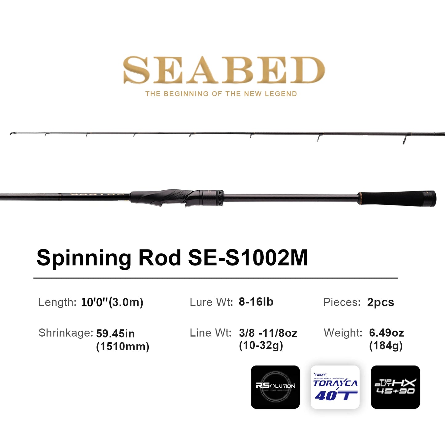 Pure-Lure Seabed Spinning Rod For Sea Bass Fast Action 10-14lb