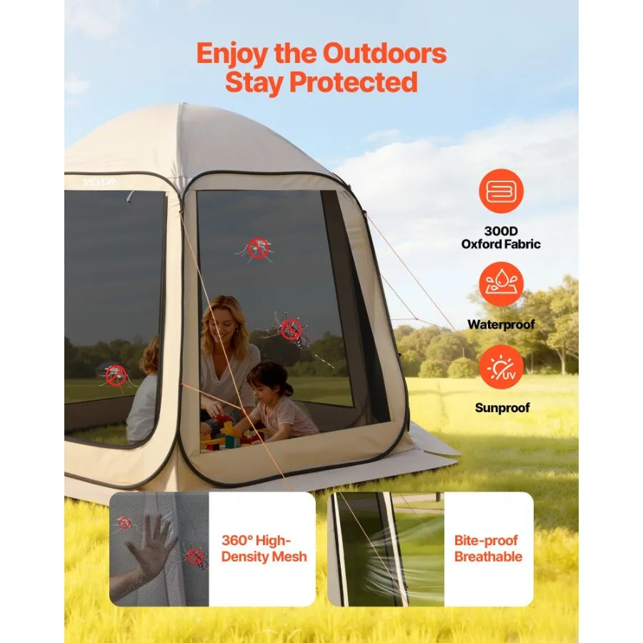 Screen House Pop Up Tent Garden Shelter 4-8 Person