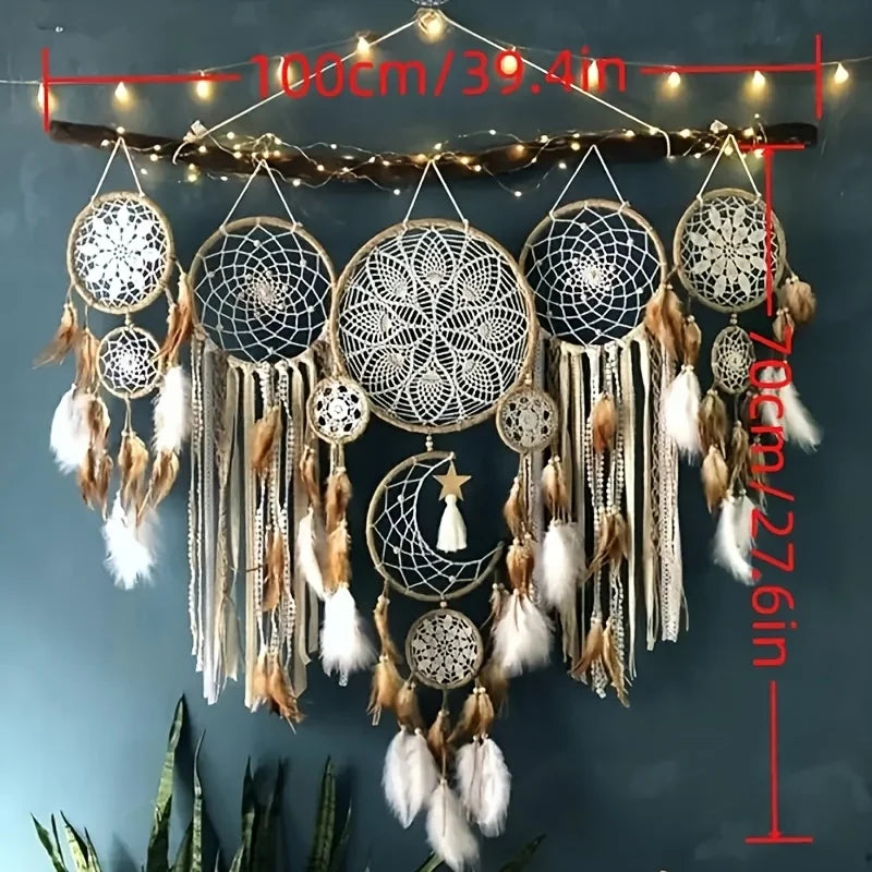 Dream Catcher Moon Sun Bohemian Wall Decor For Bedside Handcrafted