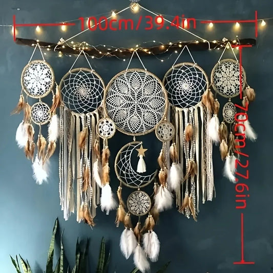 Dream Catcher Moon Sun Bohemian Wall Decor For Bedside Handcrafted