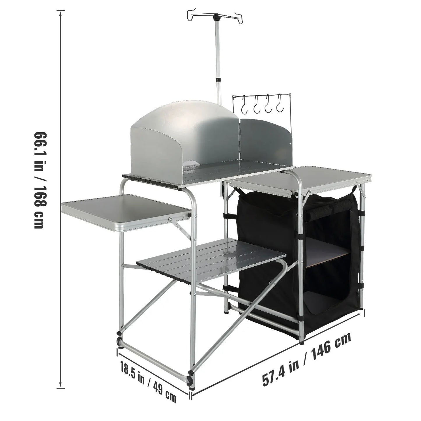 SucceBuy Foldable Camping Kitchen Table And Storage Rack Outdoor Cooking