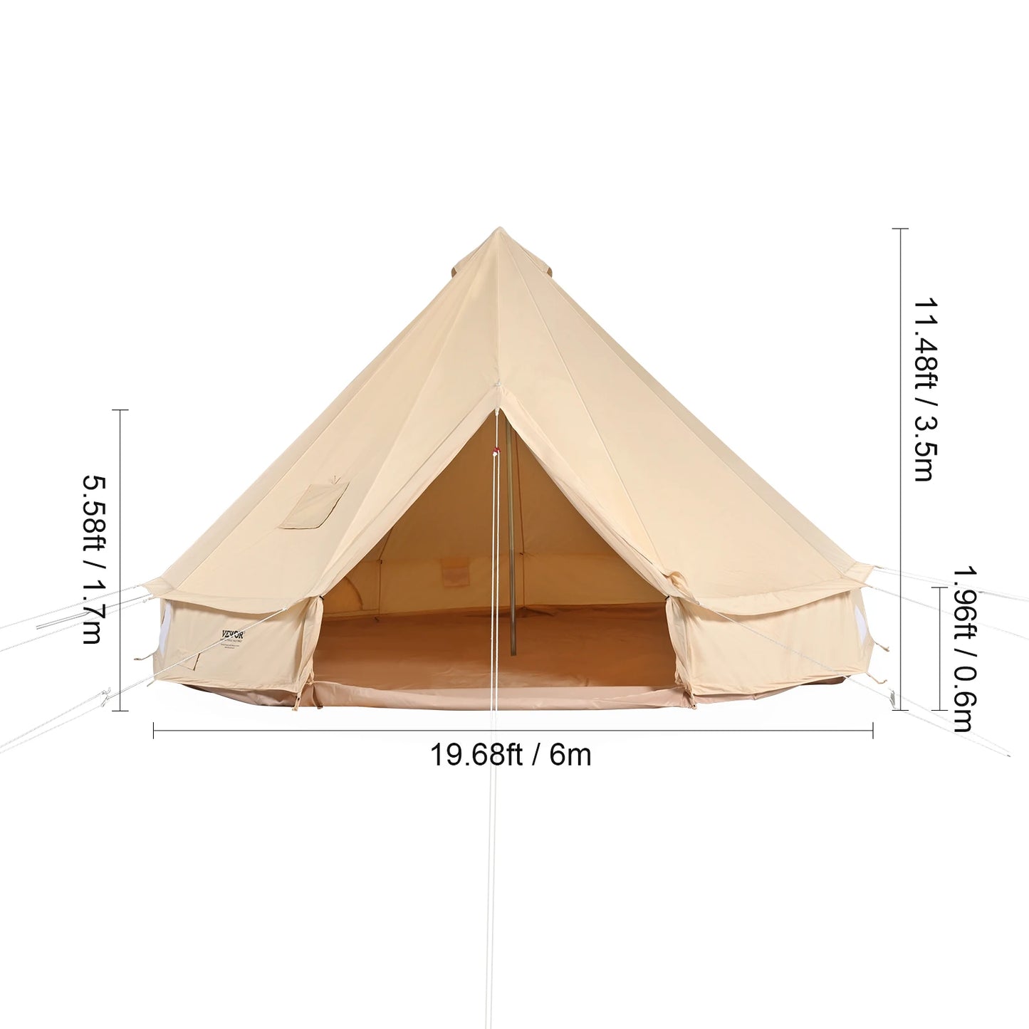 SucceBuy Canvas Bell Tent 4 Seasons Outdoor Camping Stove Breathable