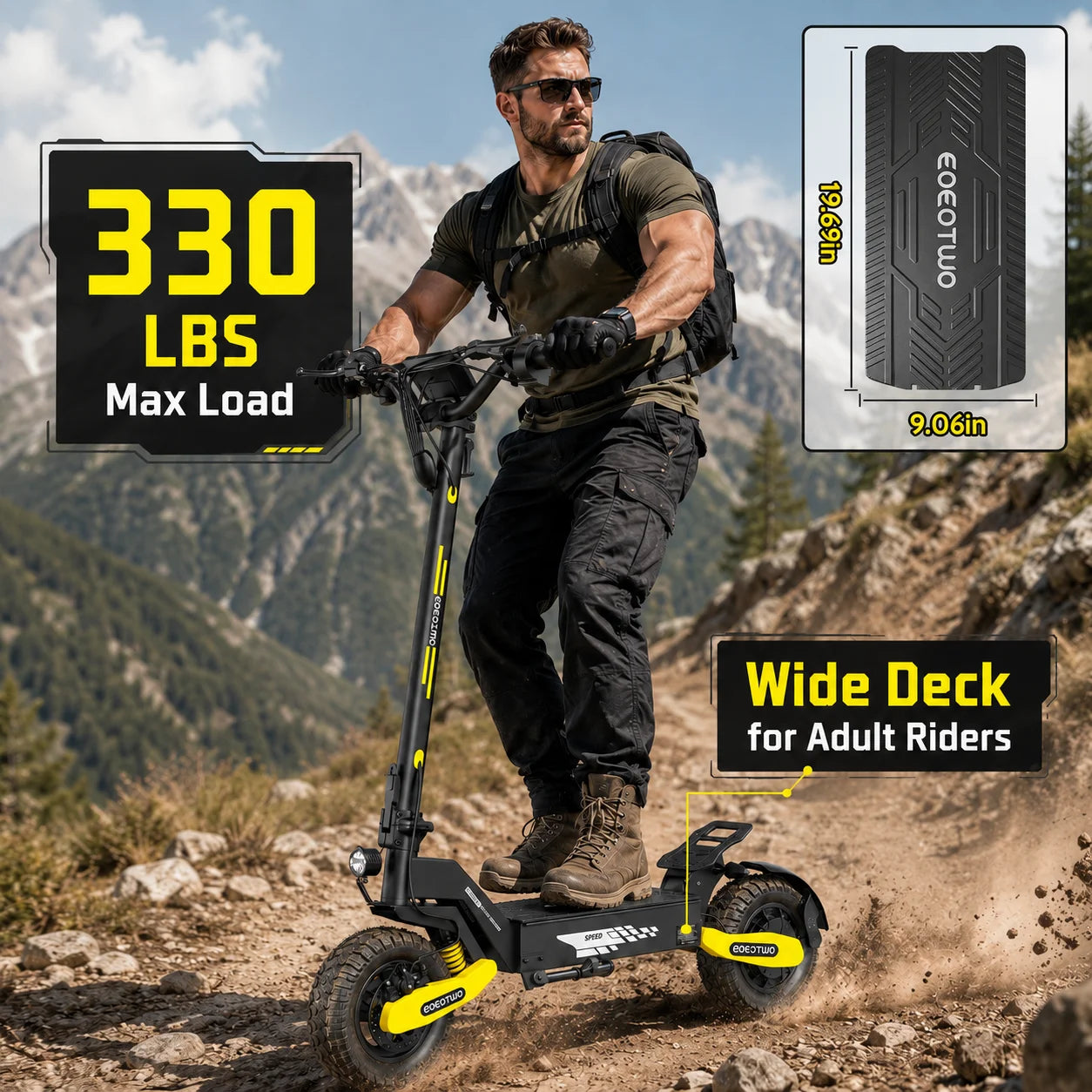 EOEOTWO 1200W Off Road Electric Scooter For Adults Foldable 48V
