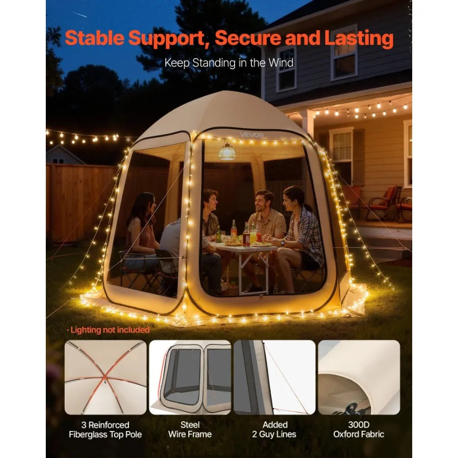 Screen House Pop Up Tent Garden Shelter 4-8 Person